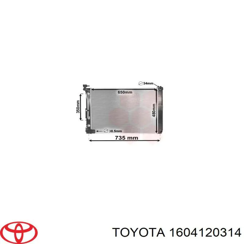 Radiador 1604120314 Toyota
