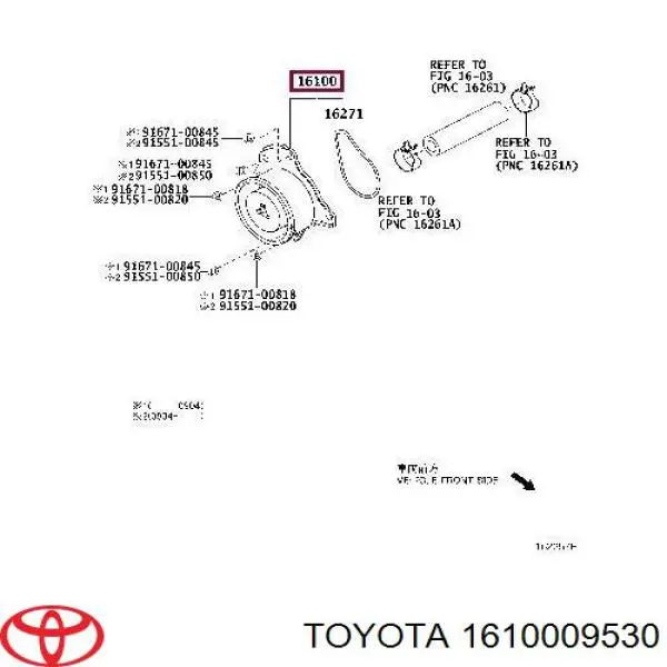 Bomba de agua 1610009530 Toyota