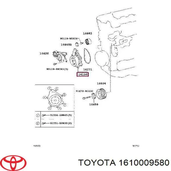 Bombeadora de agua Toyota 1610009580 precio, desde 45,93 EUR