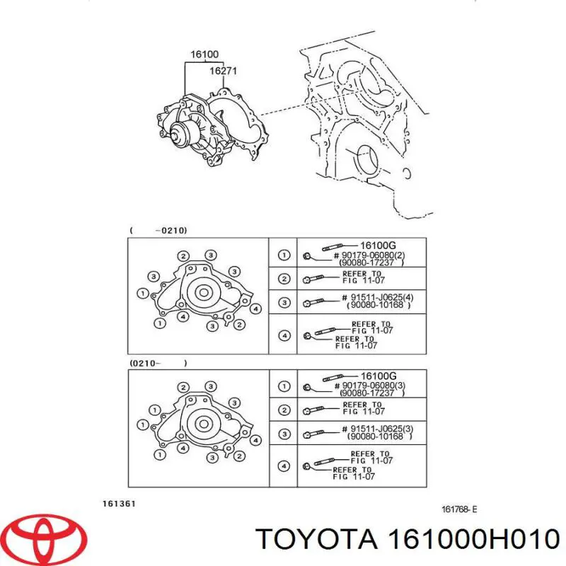 Bombeadora de agua Toyota 161000H010 precio, desde 43,56 EUR