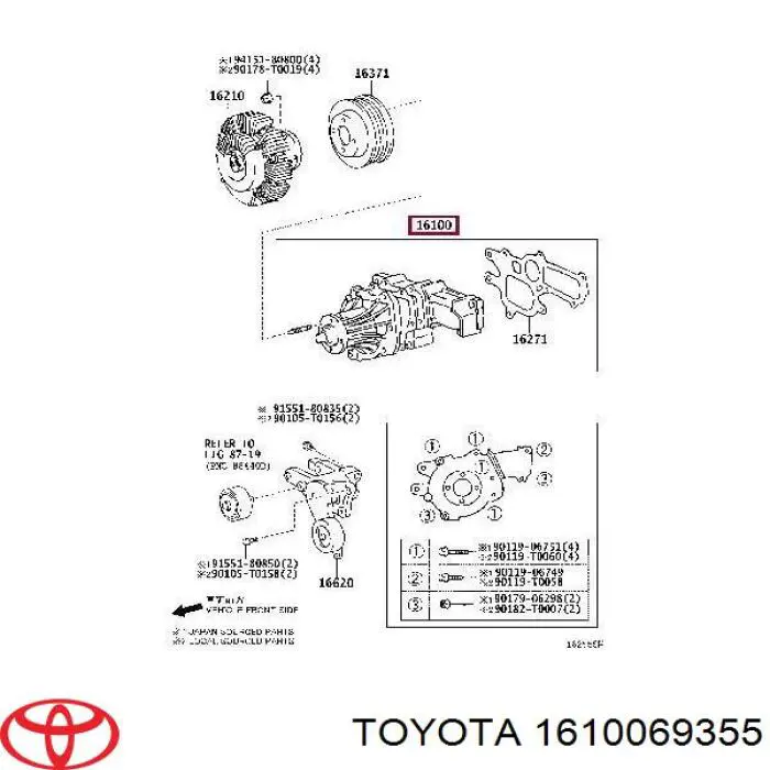 Bomba de agua 1610009260 Toyota