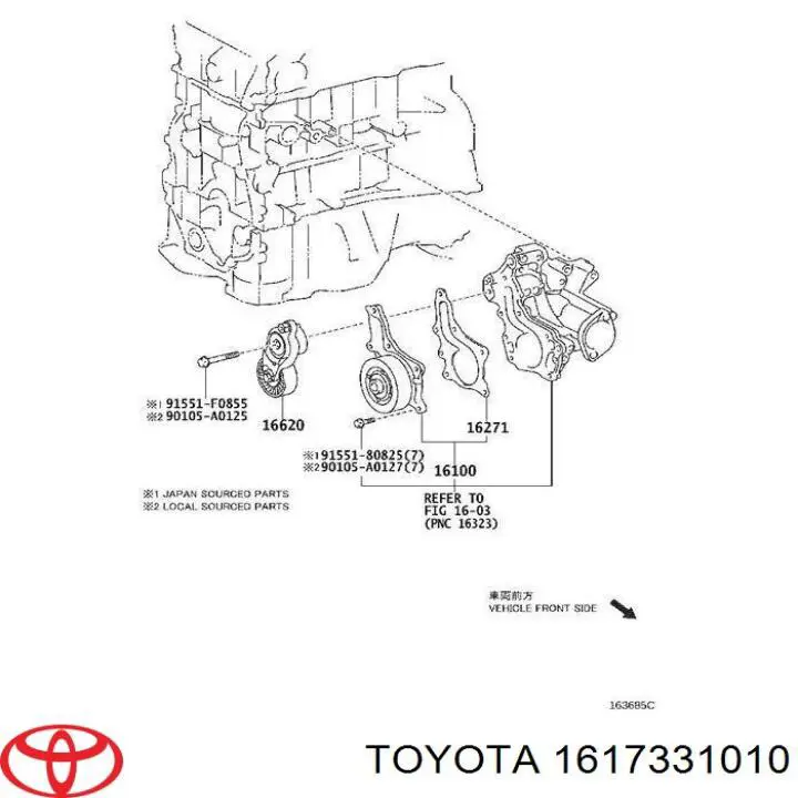 Polea, bomba de agua para Toyota Camry (V40)