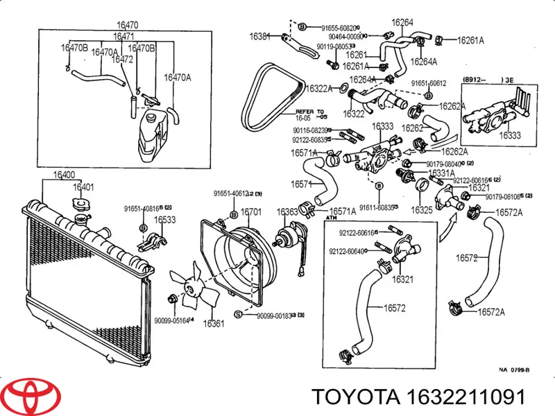 Comprar 1632211091 Toyota Manguera de agua refrigerante