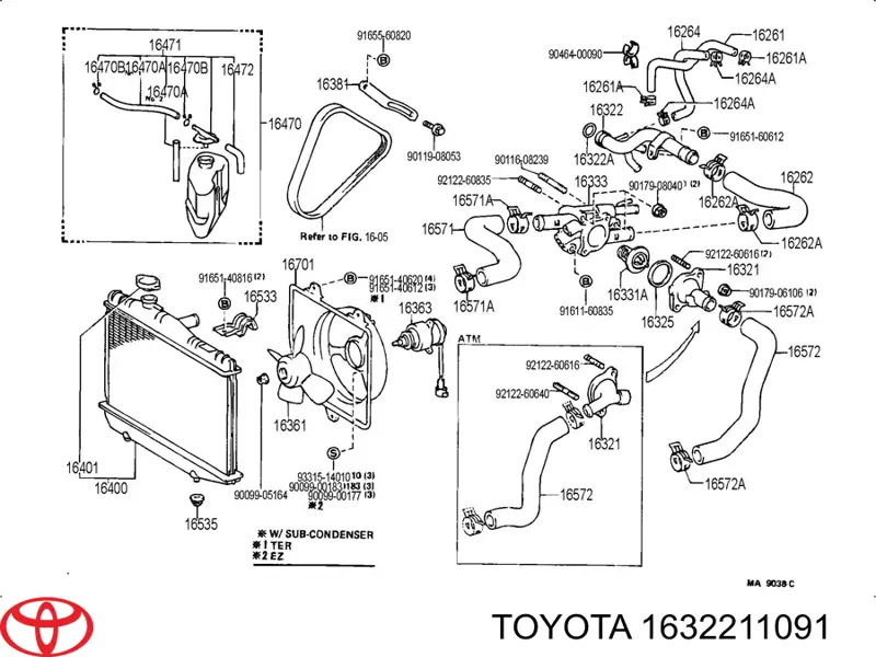 Manguera de refrigeración para Toyota Corolla 