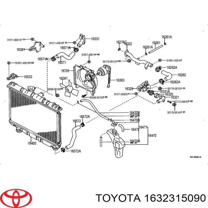 1632315090 Toyota caja del termostato