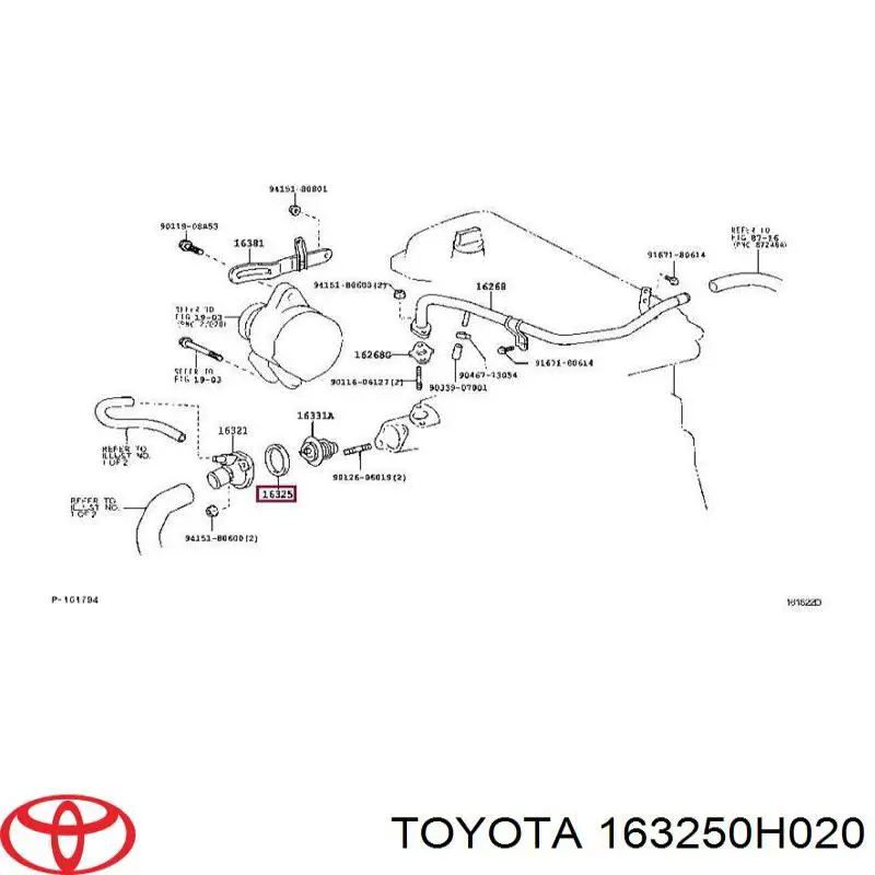 Comprar 163250H020 Toyota Junta de termostato