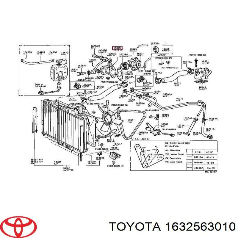 Comprar 1632563010 Toyota Junta de termostato