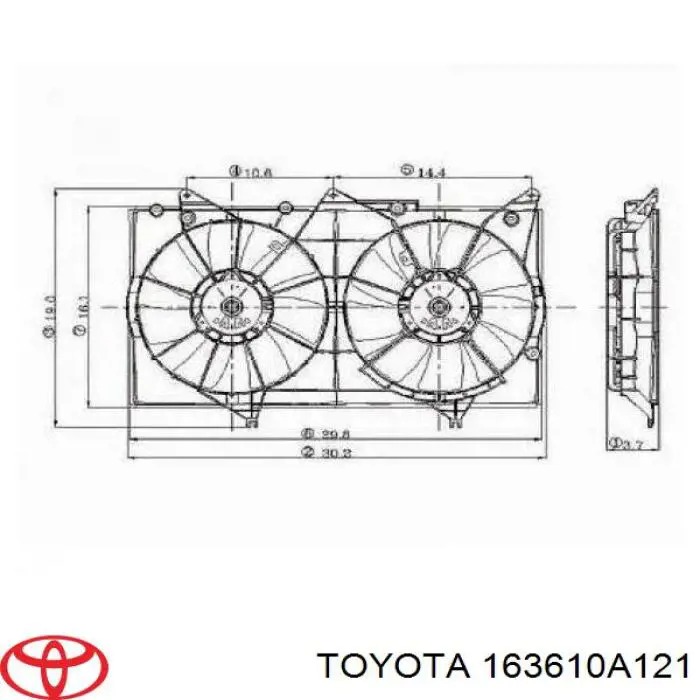 163610A121 Toyota rodete ventilador, refrigeración de motor izquierdo