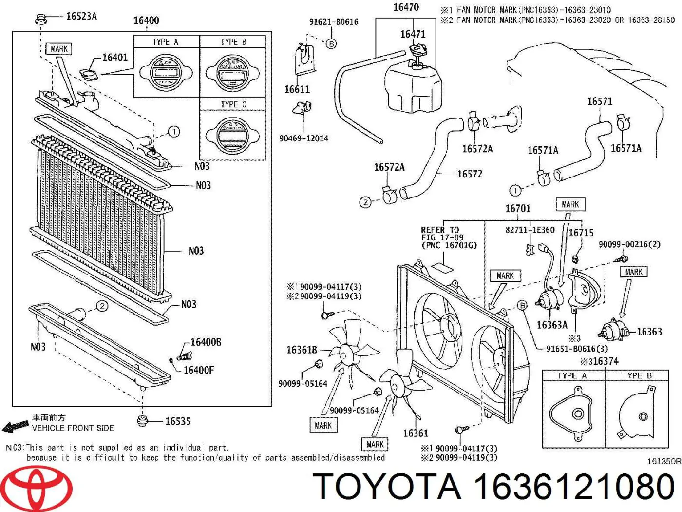 Difusor del radiador del aire acondicionado Toyota 1636121080 precio, desde 102,27 EUR