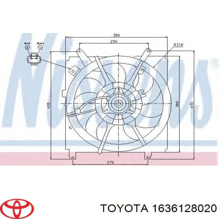 Comprar 1636128020 Toyota Ventilador izquierdo del radiador de refrigeración