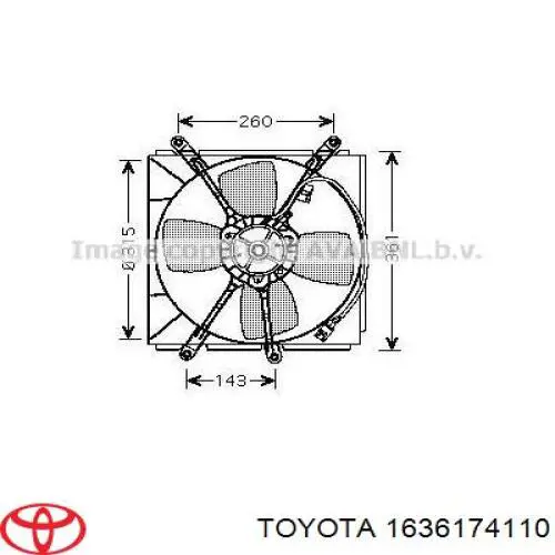 1636174110 Toyota difusor de radiador, aire acondicionado, completo con motor y rodete