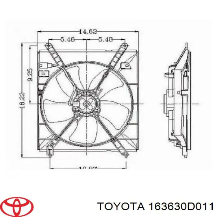 163630D011 Toyota rodete ventilador, refrigeración de motor izquierdo