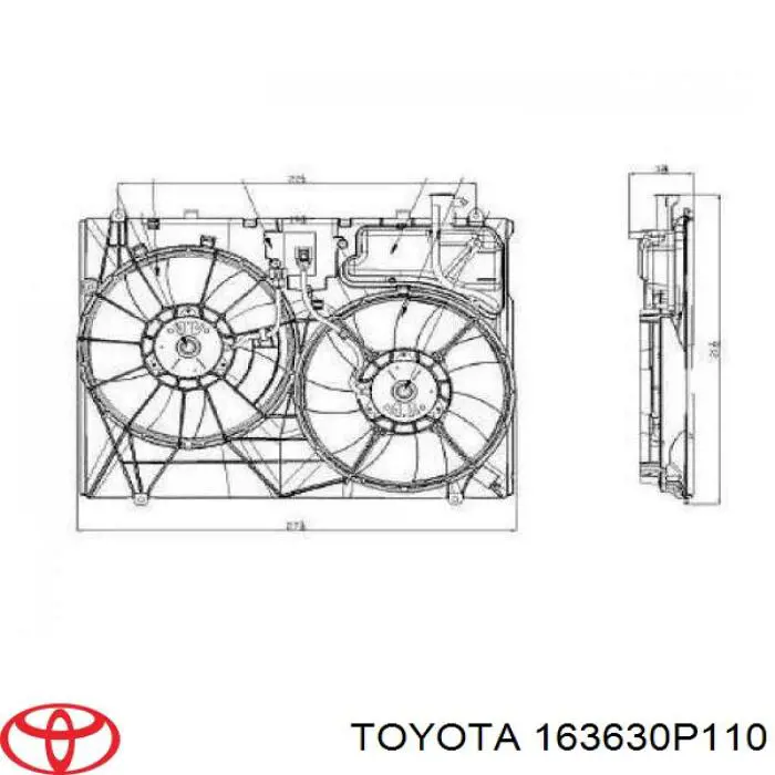 163630P110 Toyota motor de ventilador, refrigeración, derecho