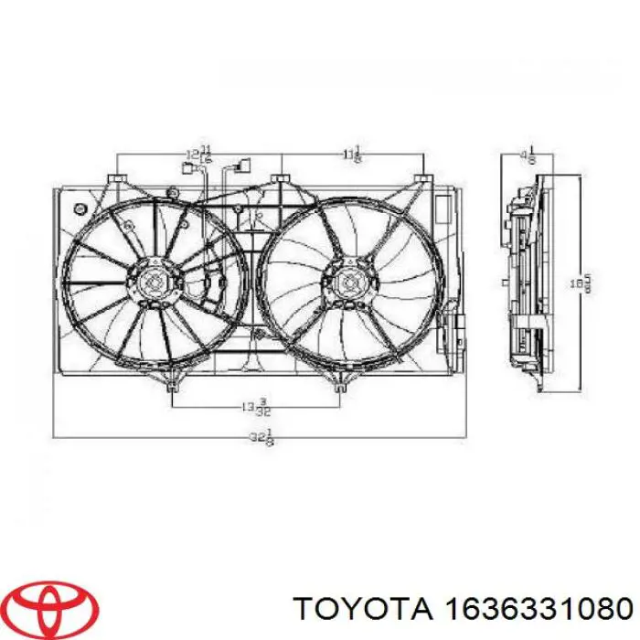 Comprar 1636331080 Toyota Motor del ventilador de refrigeración izquierdo