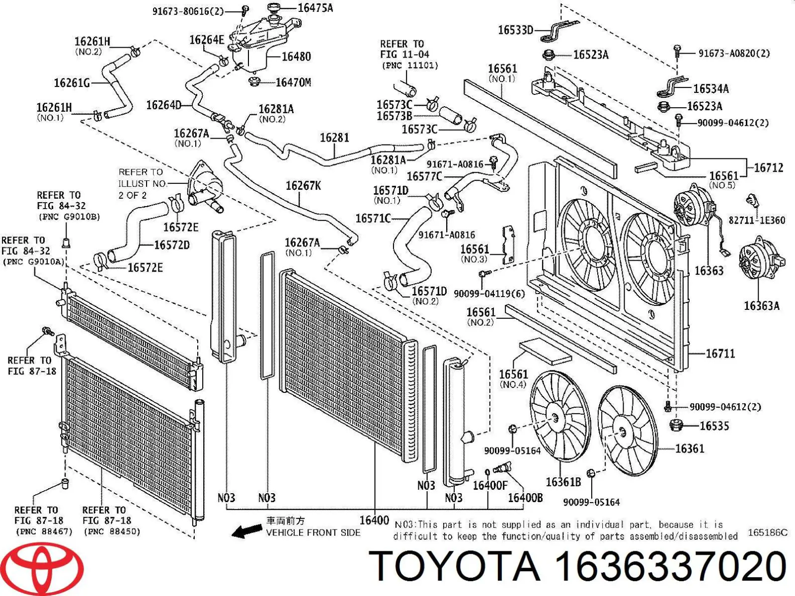 1636337020 Toyota Motor del ventilador de refrigeración izquierdo