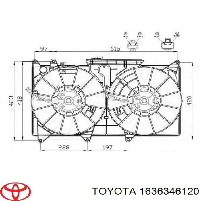 1636346120 Toyota motor de ventilador, refrigeración, derecho