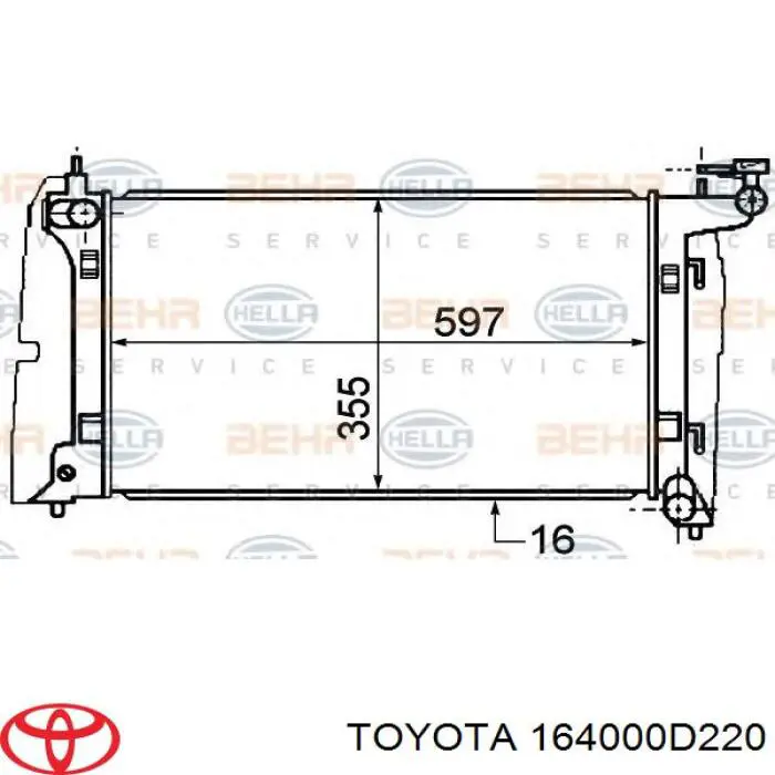 164000D220 Toyota radiador