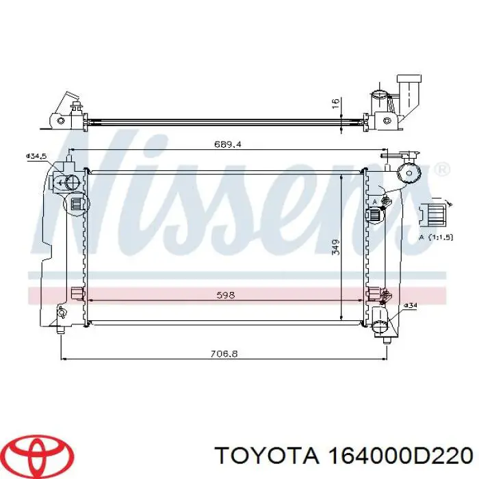 Comprar 164000D220 Toyota Radiador de auto
