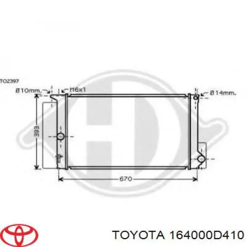 Comprar 164000D410 Toyota Radiador de auto
