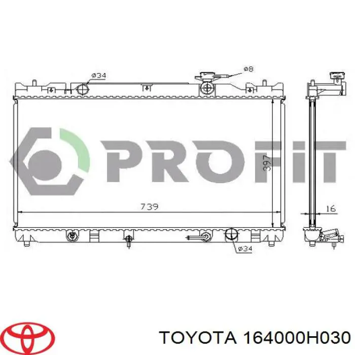 164000H030 Toyota radiador