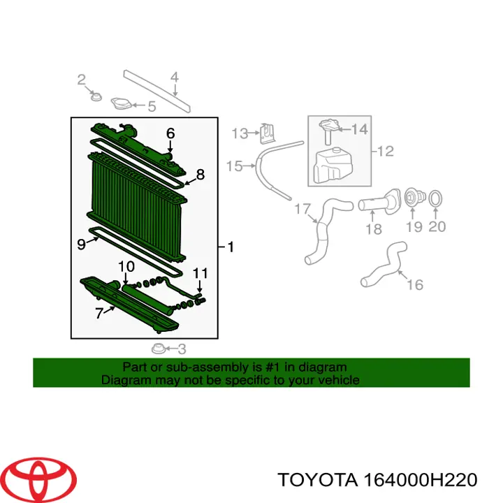 Radiador 164000H280 Toyota