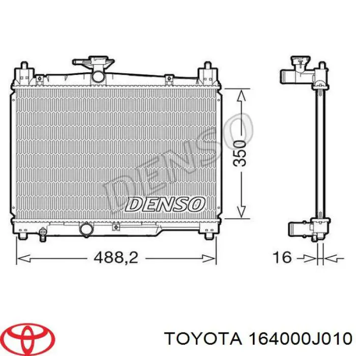 164000J010 Toyota radiador refrigeración del motor