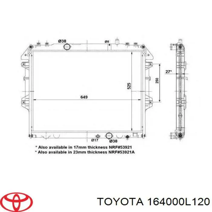 Água radiador Toyota 164000L120 precio, desde 117,88 EUR