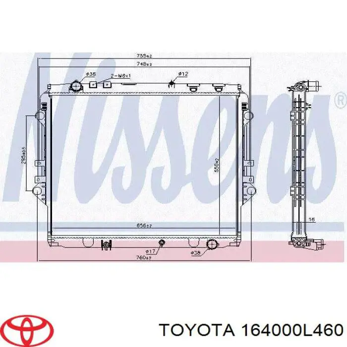 Radiador de água Toyota FORTUNER N15, N16
