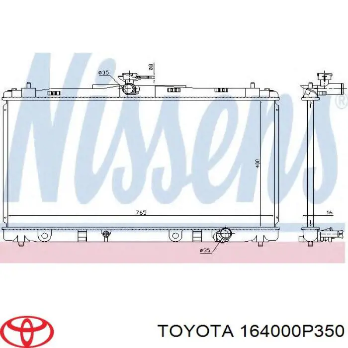 164000P350 Toyota radiador refrigeración del motor