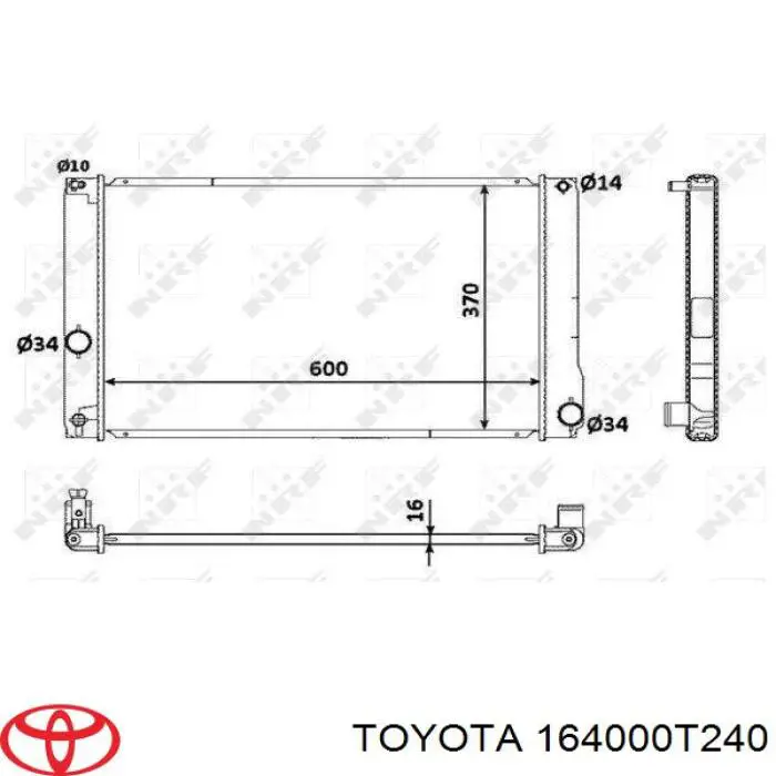 164000T240 Toyota radiador refrigeración del motor