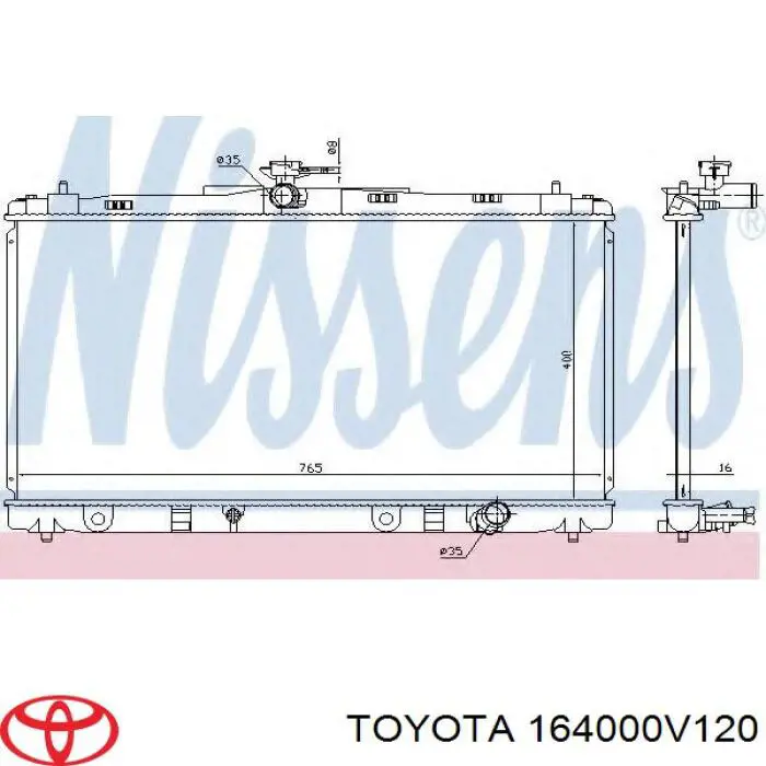 164000V120 Toyota radiador refrigeración del motor