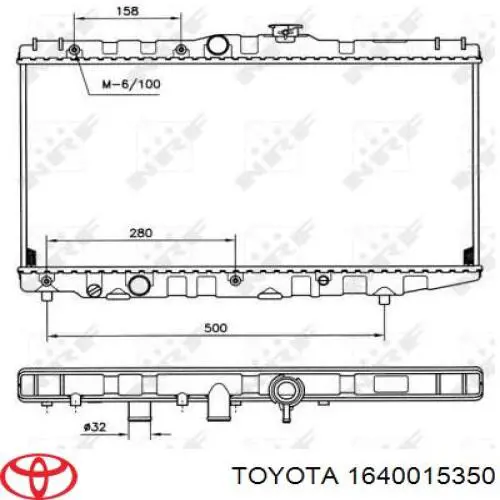 1640015350 Toyota radiador refrigeración del motor