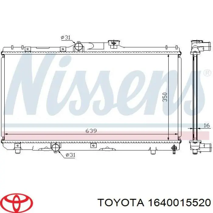 1640015520 Toyota radiador refrigeración del motor