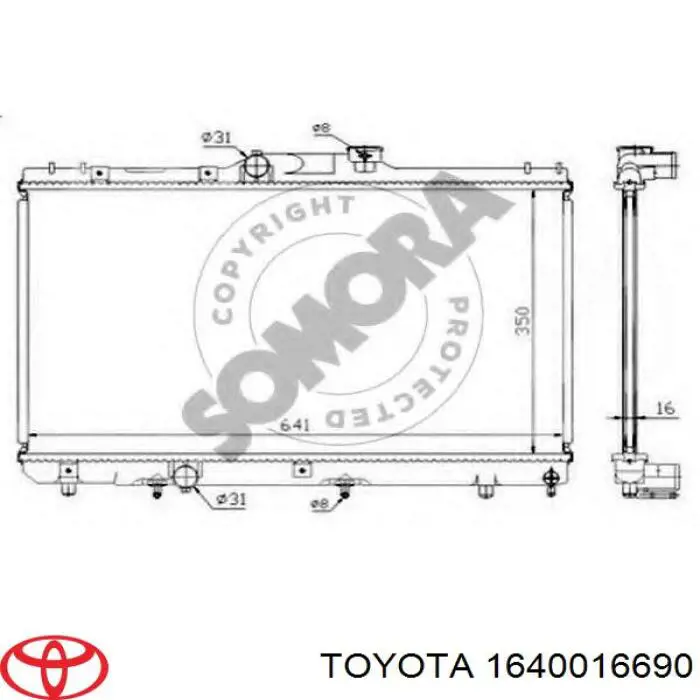 Água radiador Toyota 1640016430 precio, desde 98,48 EUR