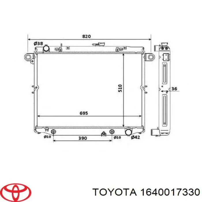 1640017330 Toyota radiador refrigeración del motor