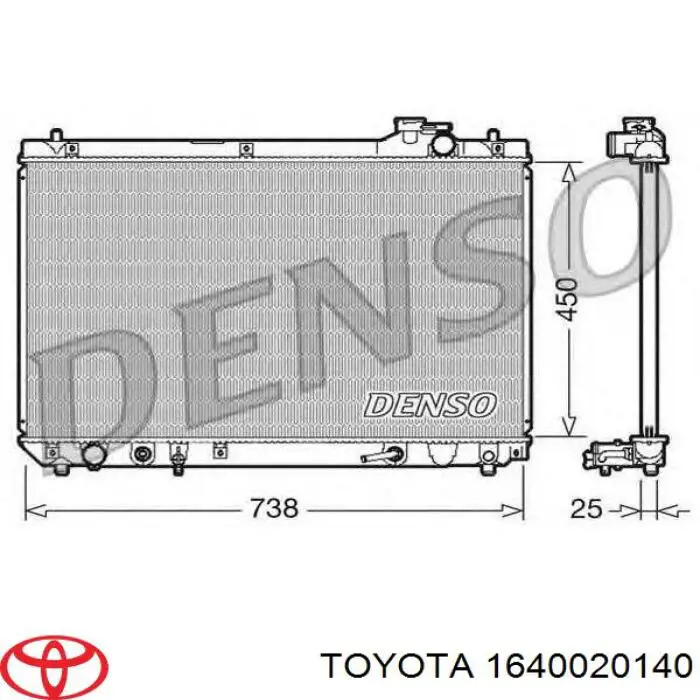 1640020140 Toyota radiador refrigeración del motor