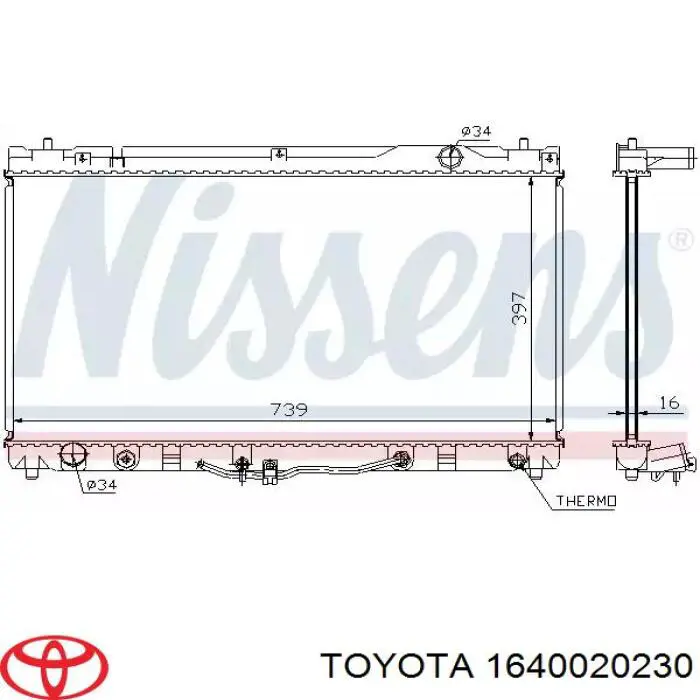 1640020220 Toyota radiador refrigeración del motor