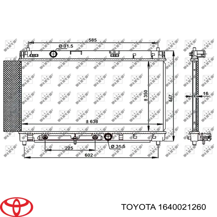 1640021260 Toyota radiador refrigeración del motor