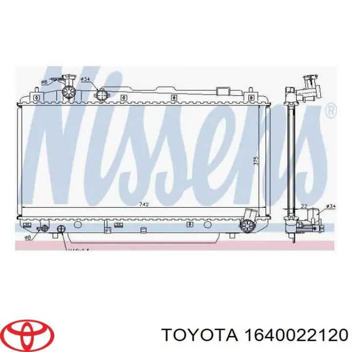 Radiador 1640022121 Toyota