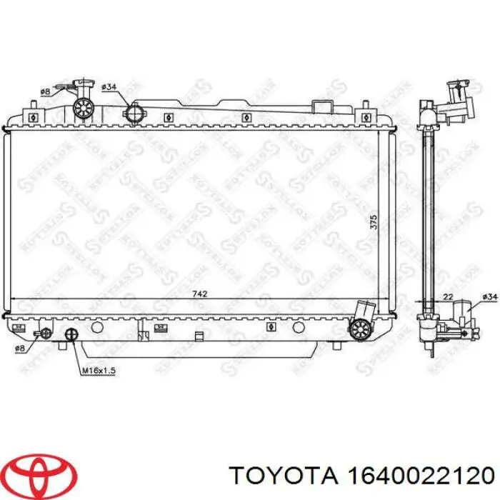Radiador de água Toyota 1640022121