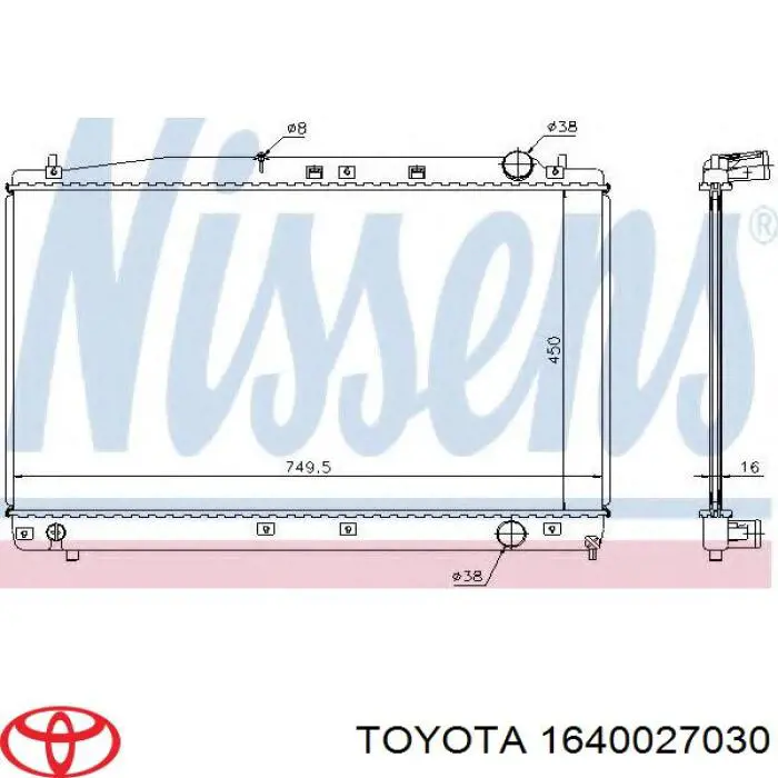 Comprar 1640027030 Toyota Radiador de auto