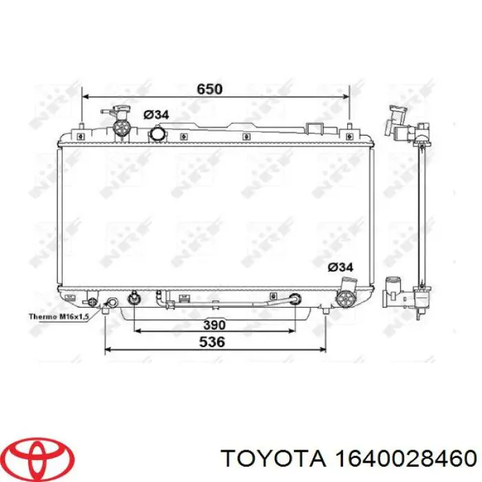 1640028460 Toyota radiador refrigeración del motor