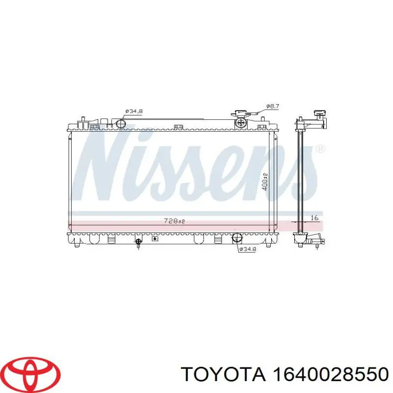 1640028550 Toyota radiador refrigeración del motor