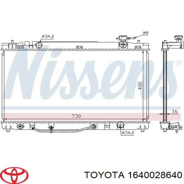 Comprar 1640028640 Toyota Radiador de auto