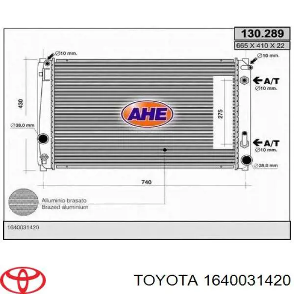 Comprar 1640031420 Toyota Radiador de auto