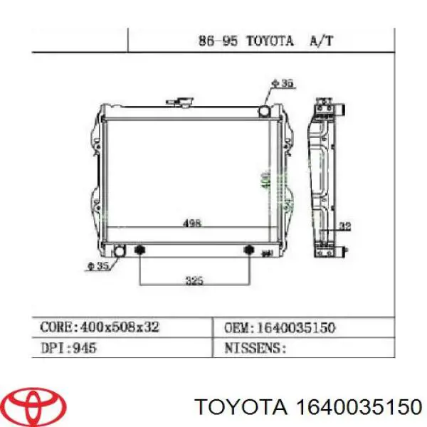 1640035150 Toyota radiador refrigeración del motor