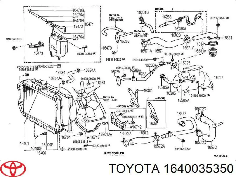Radiador de água Toyota 4 Runner N130
