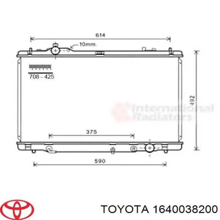 Radiador 1640038200 Toyota
