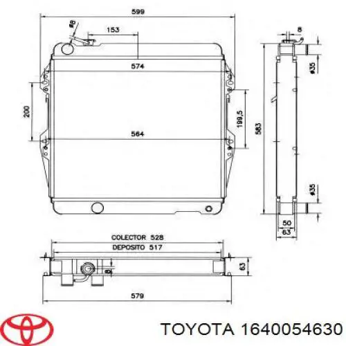 Radiador 1640054630 Toyota