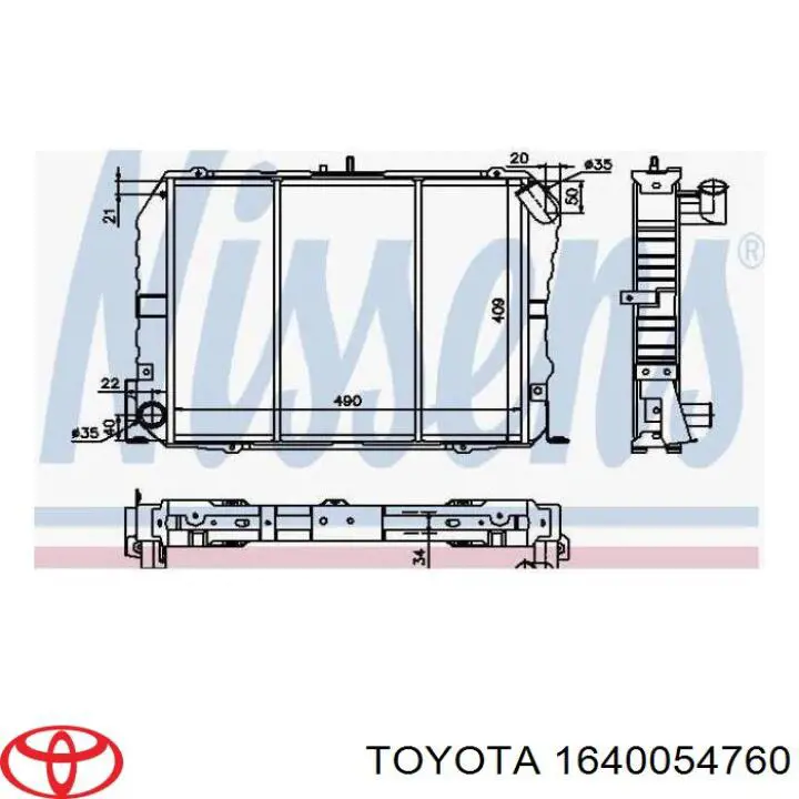Radiador 1640054760 Toyota